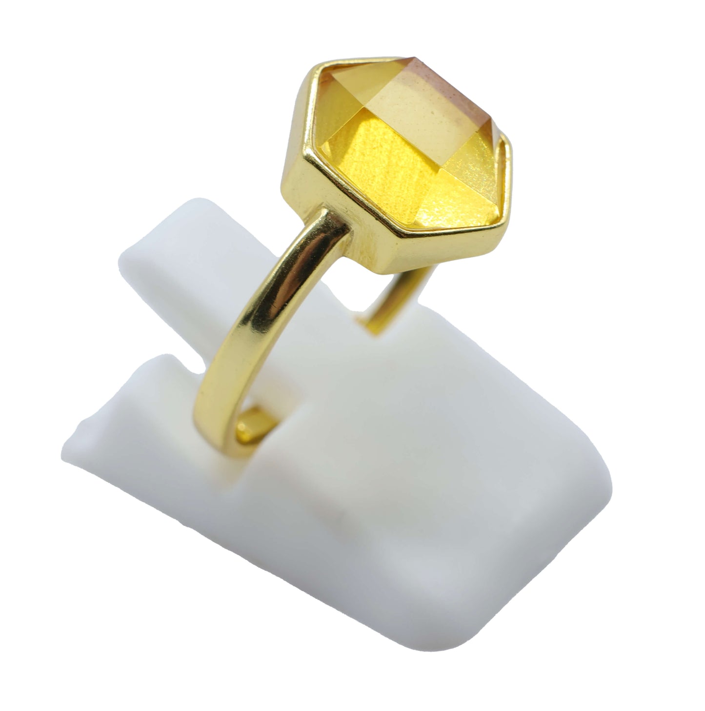 Bague Argent 925 Citrine Hexagonale