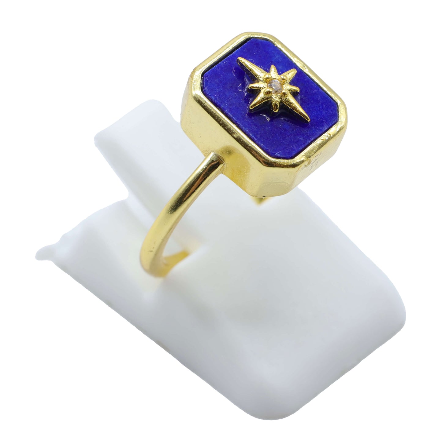 Bague Argent 925 Lapis Lazuli Rectangle + Charme