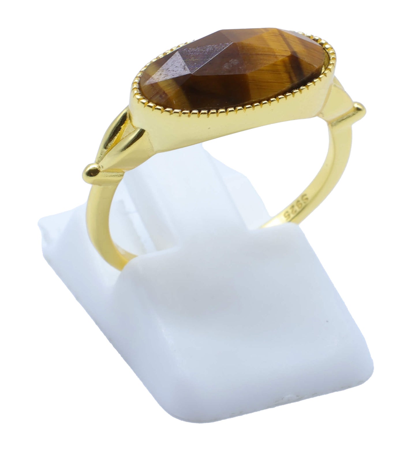 Bague Argent 925 Oeil de Tigre Ovale