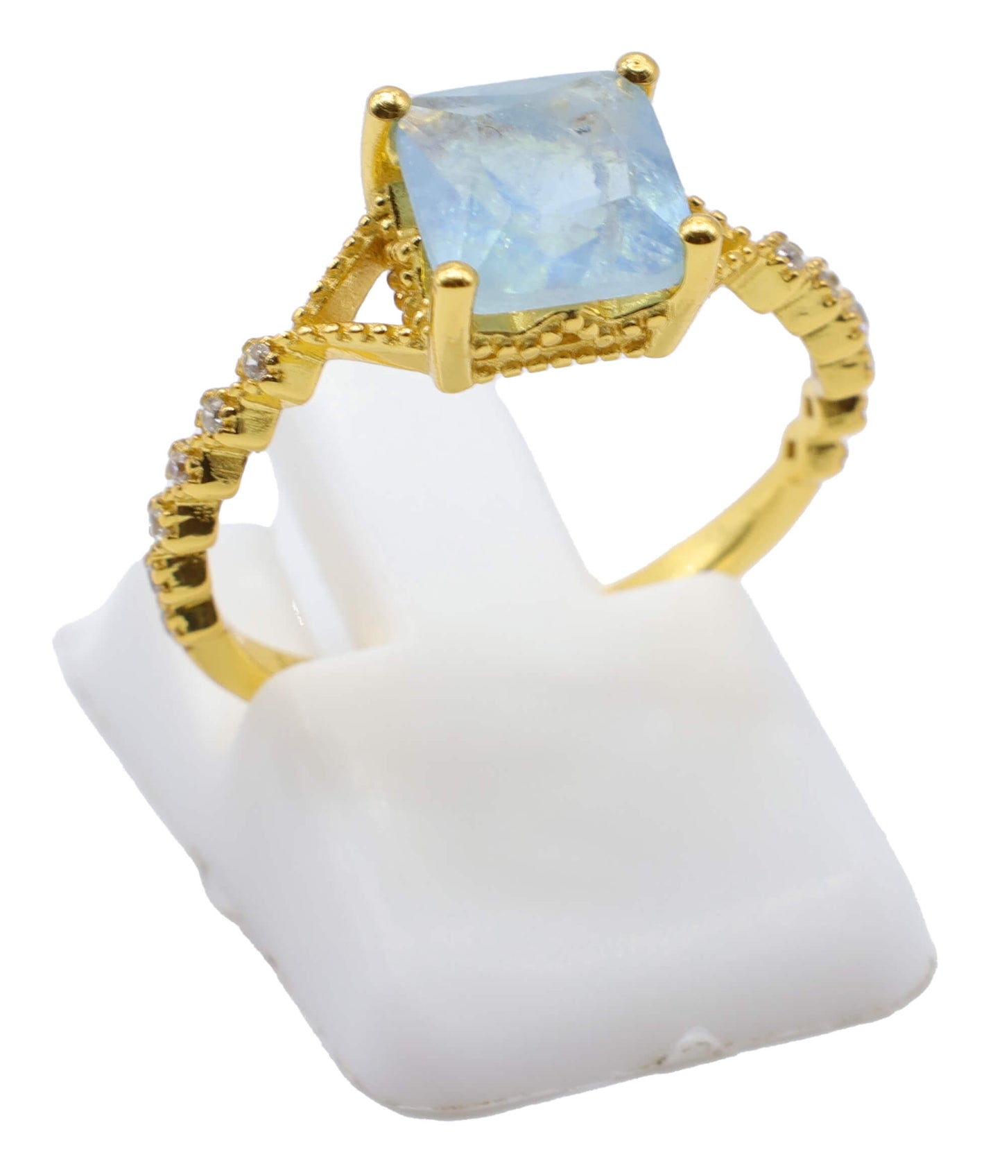 Bague Argent 925 Aigue Marine Carrée