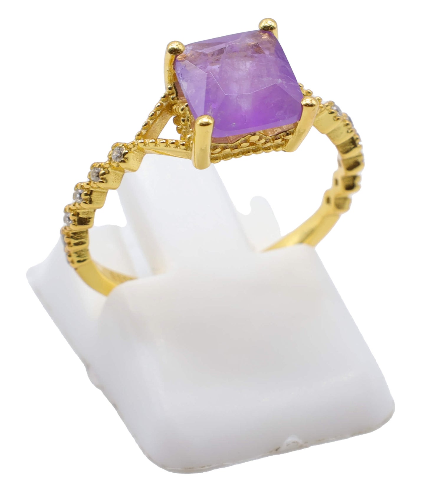 Bague Argent 925 Améthyste Carrée