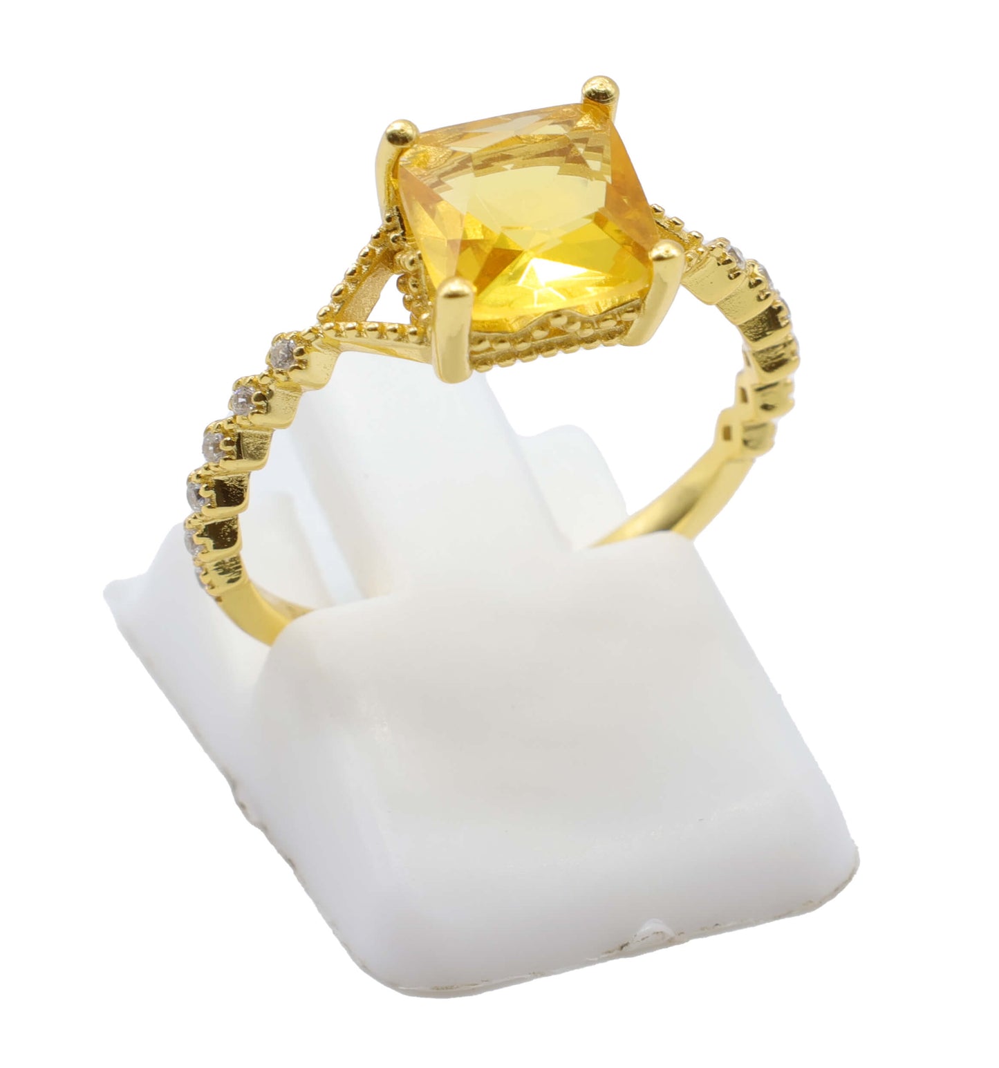 Bague Argent 925 Citrine Naturelle Carrée