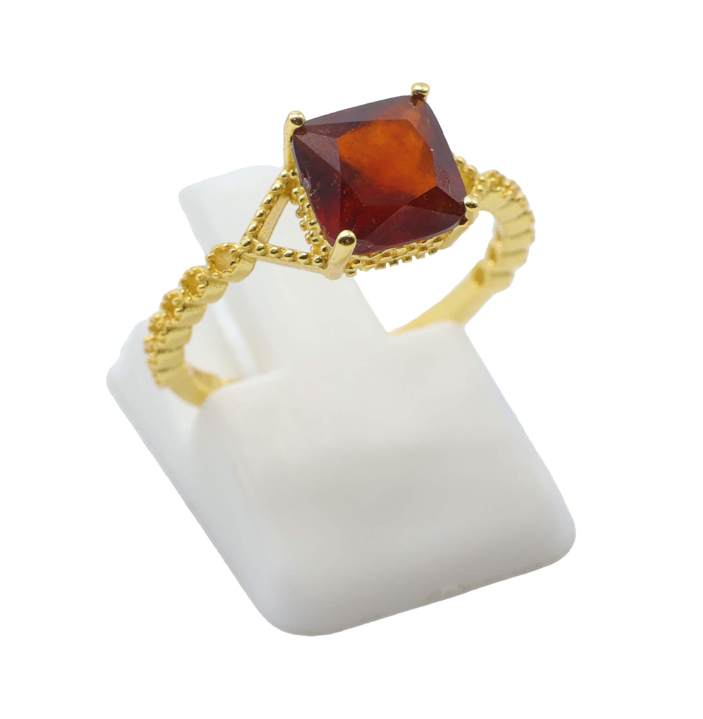 Bague Argent 925 Grenat Carrée