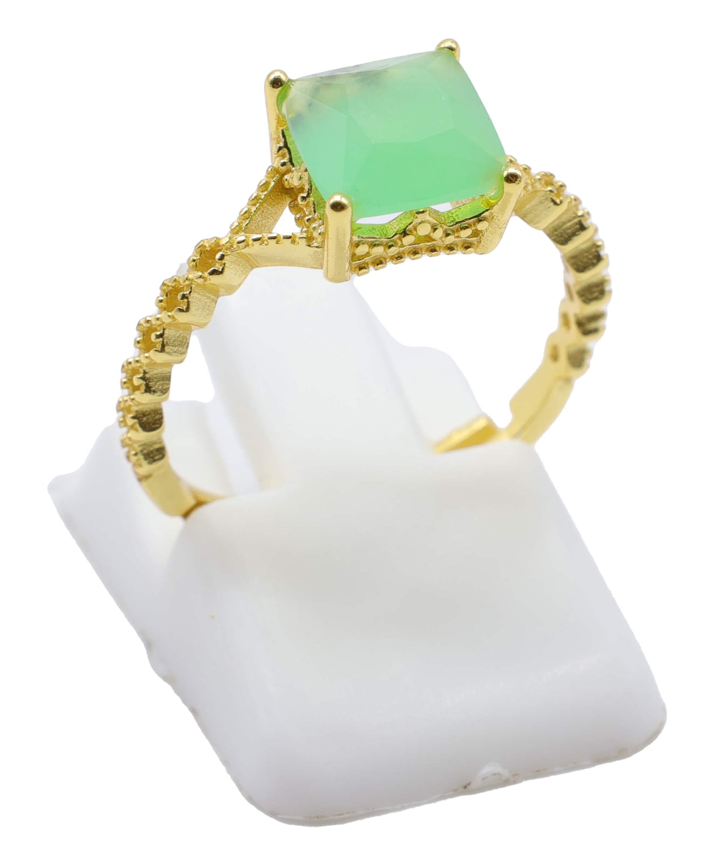 Bague Argent 925 Jade Verte Carrée