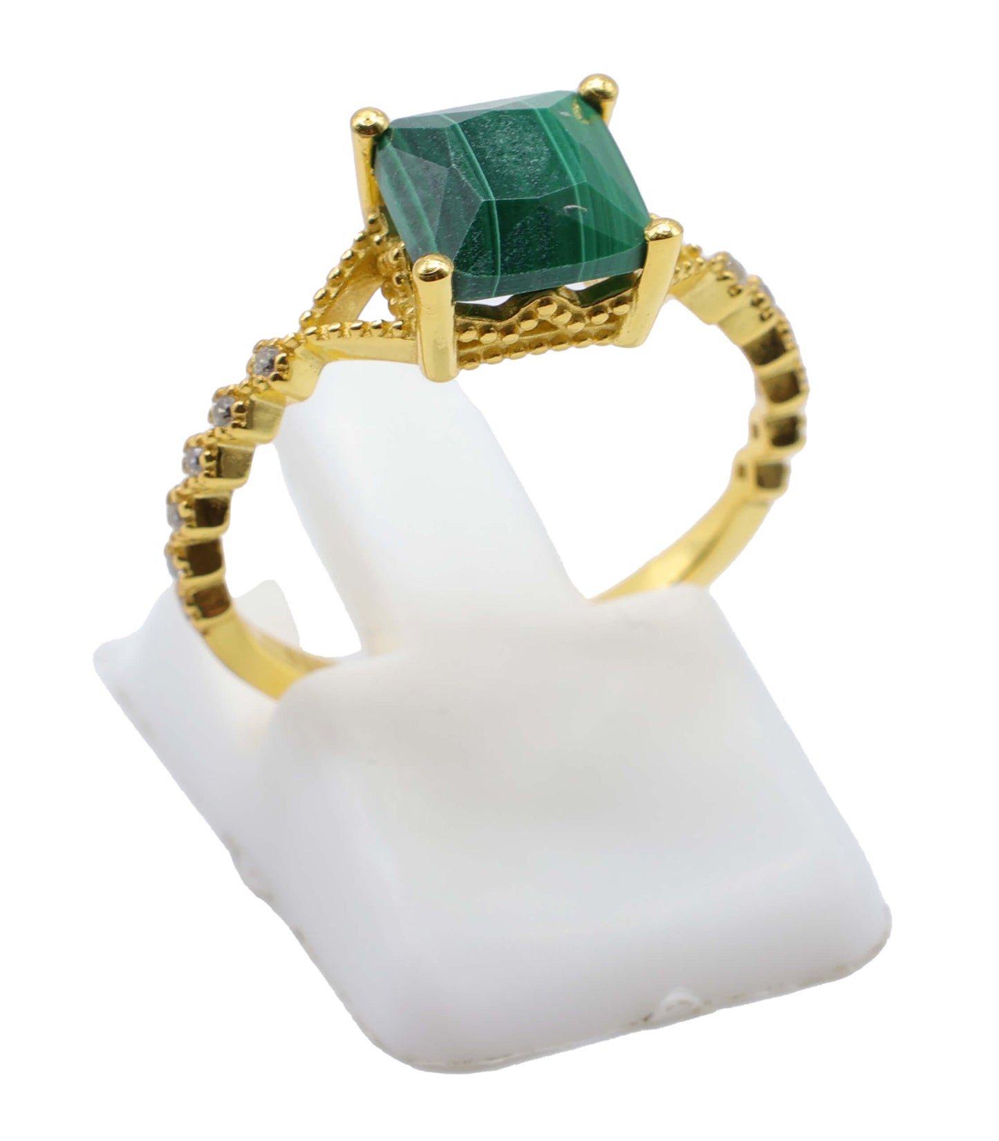 Bague Argent 925 Malachite Carrée