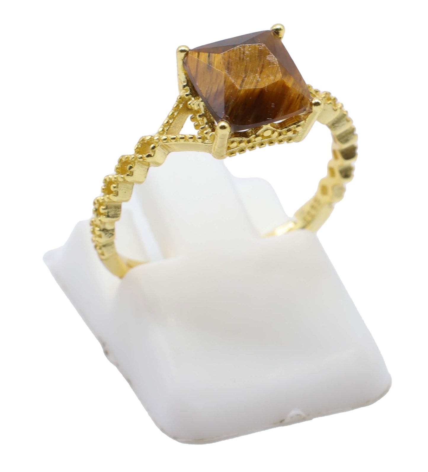 Bague Argent 925 Oeil de Tigre Carrée