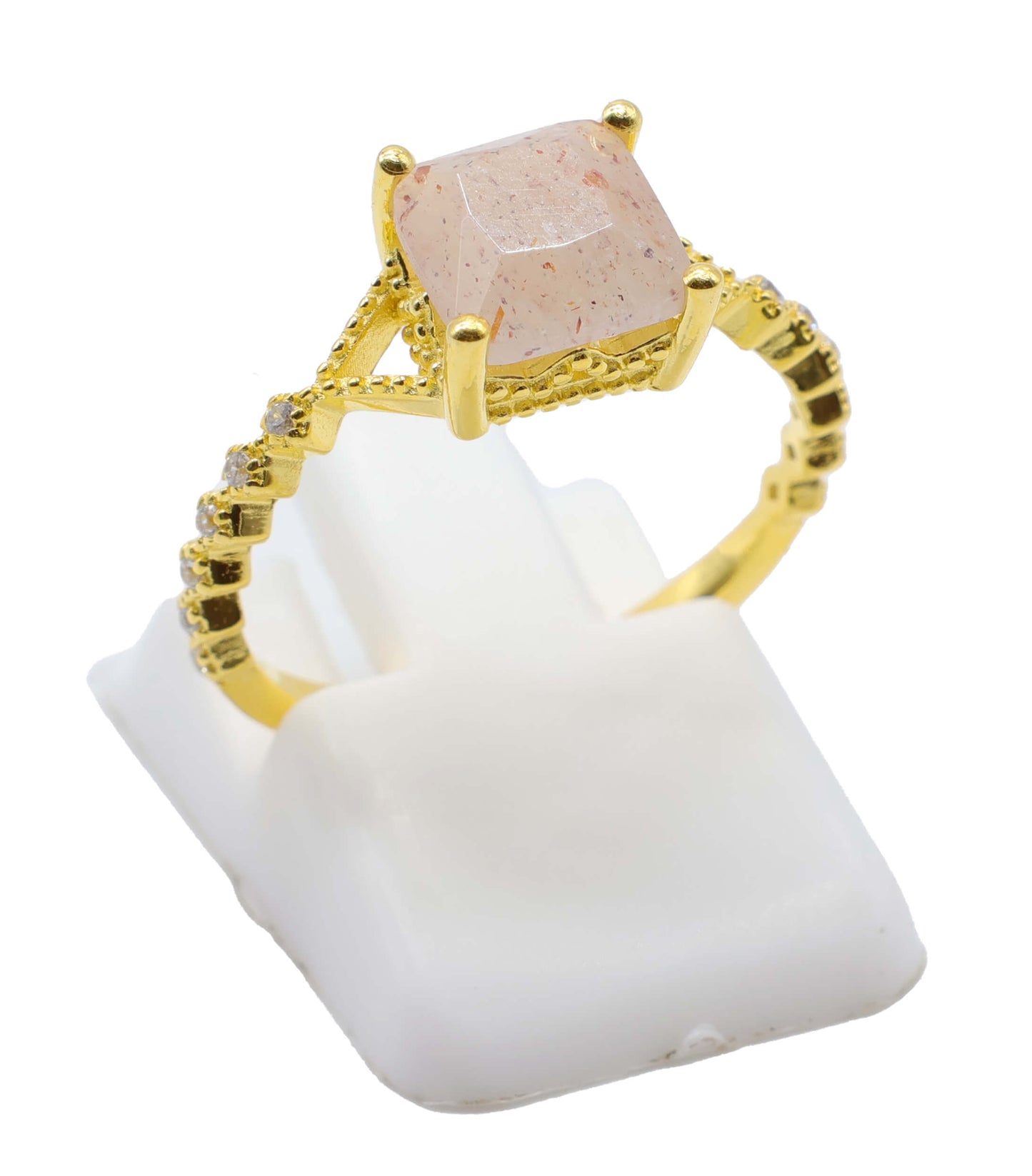 Bague Argent 925 Pierre de Soleil Carrée