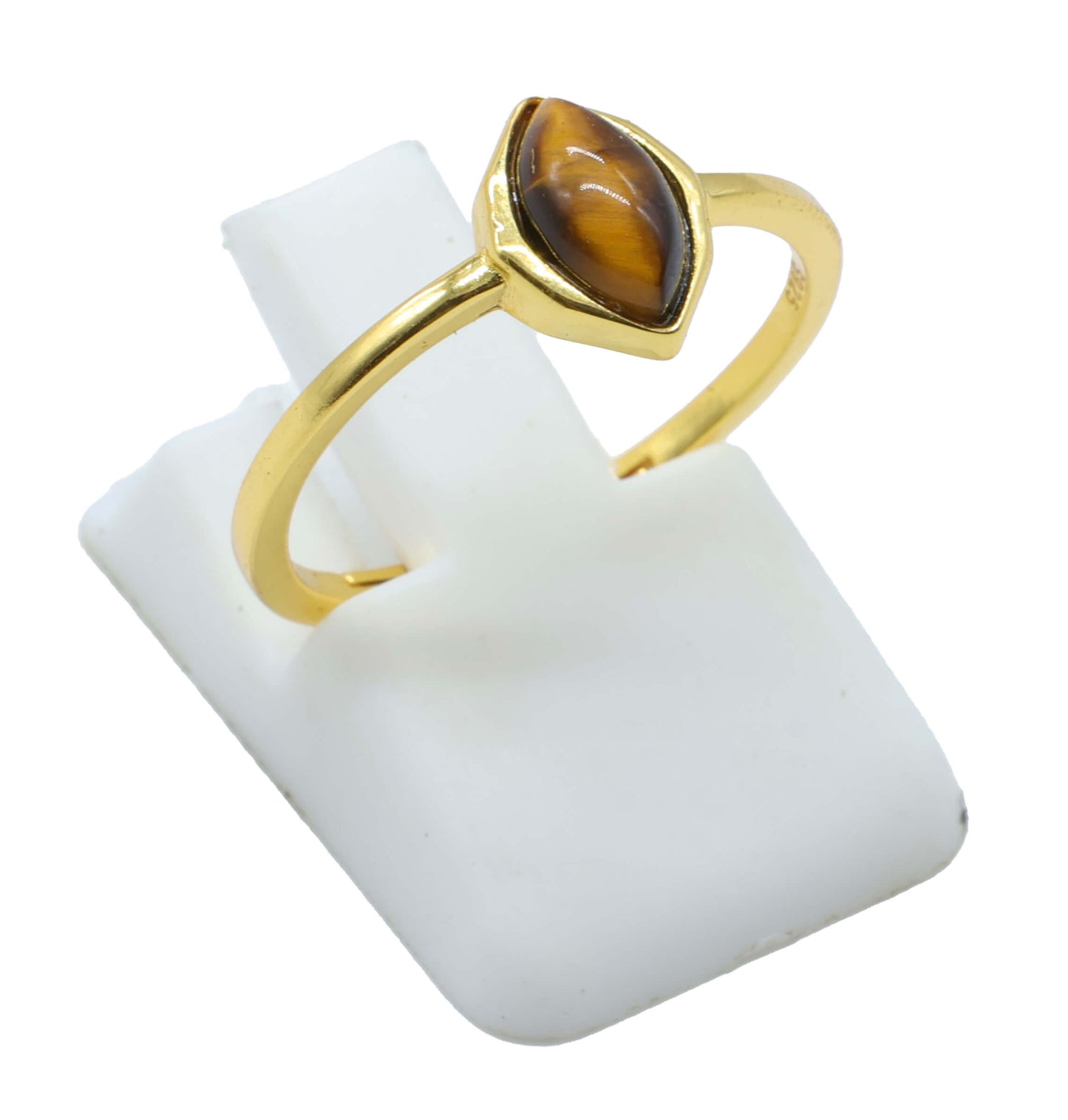 Bague Argent 925 Oeil de Tigre Marquise