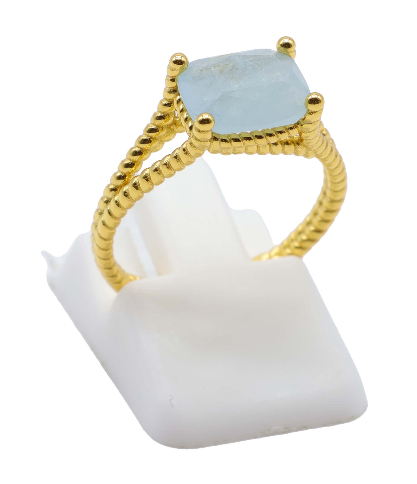 Bague Argent 925 Aigue Marine Rectangle