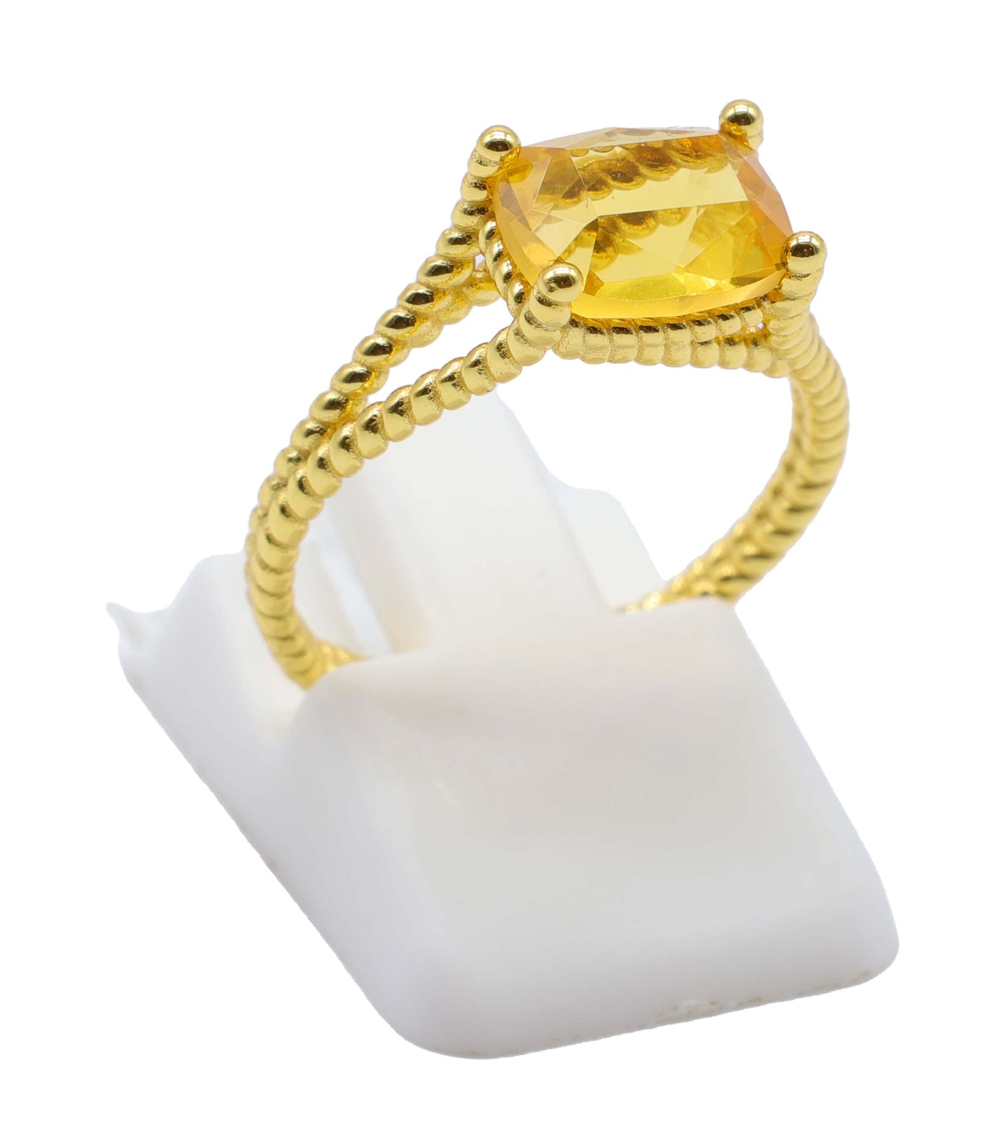 Bague Argent 925 Citrine Naturelle Rectangle