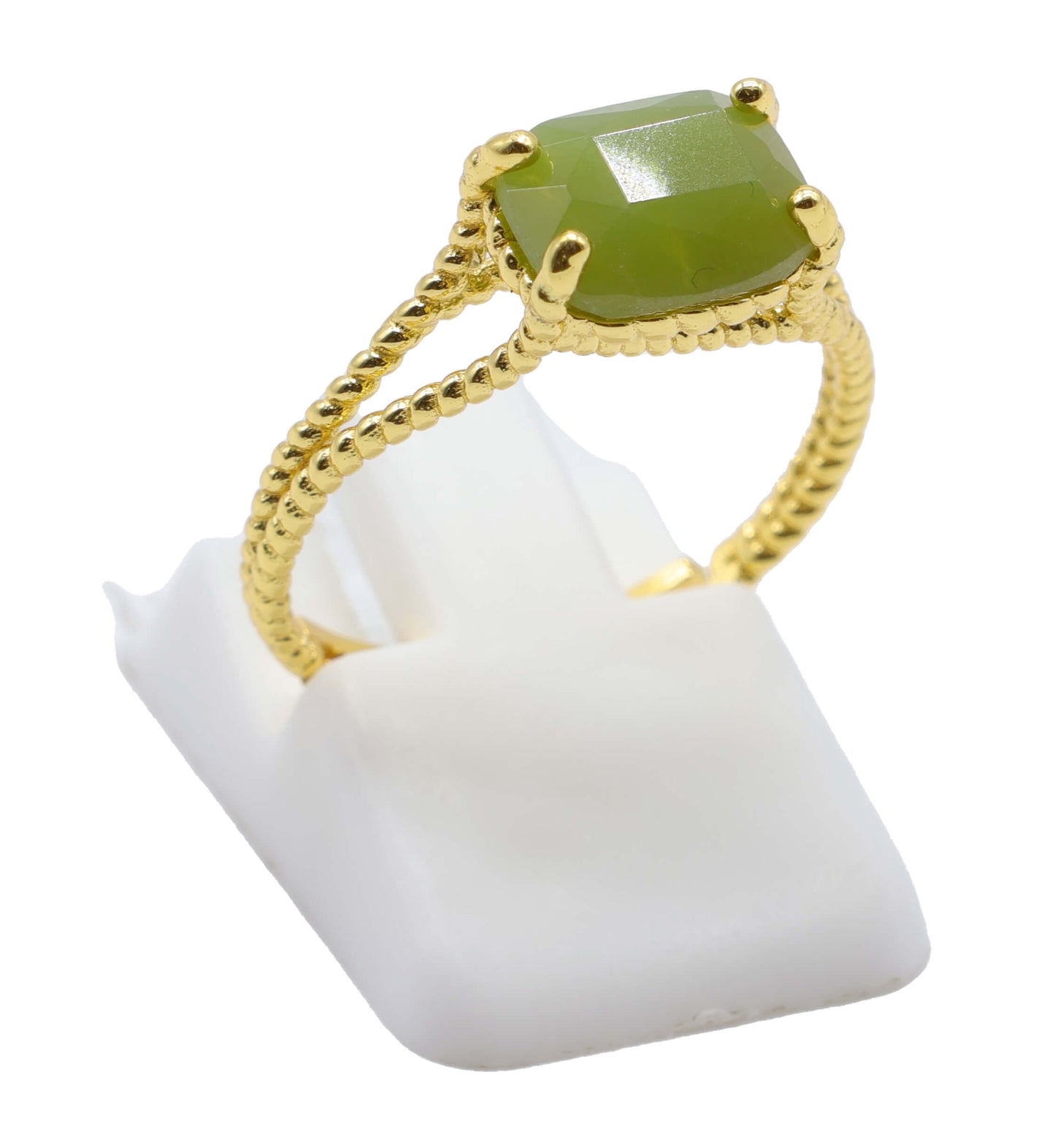 Bague Argent 925 Jade Verte Rectangle