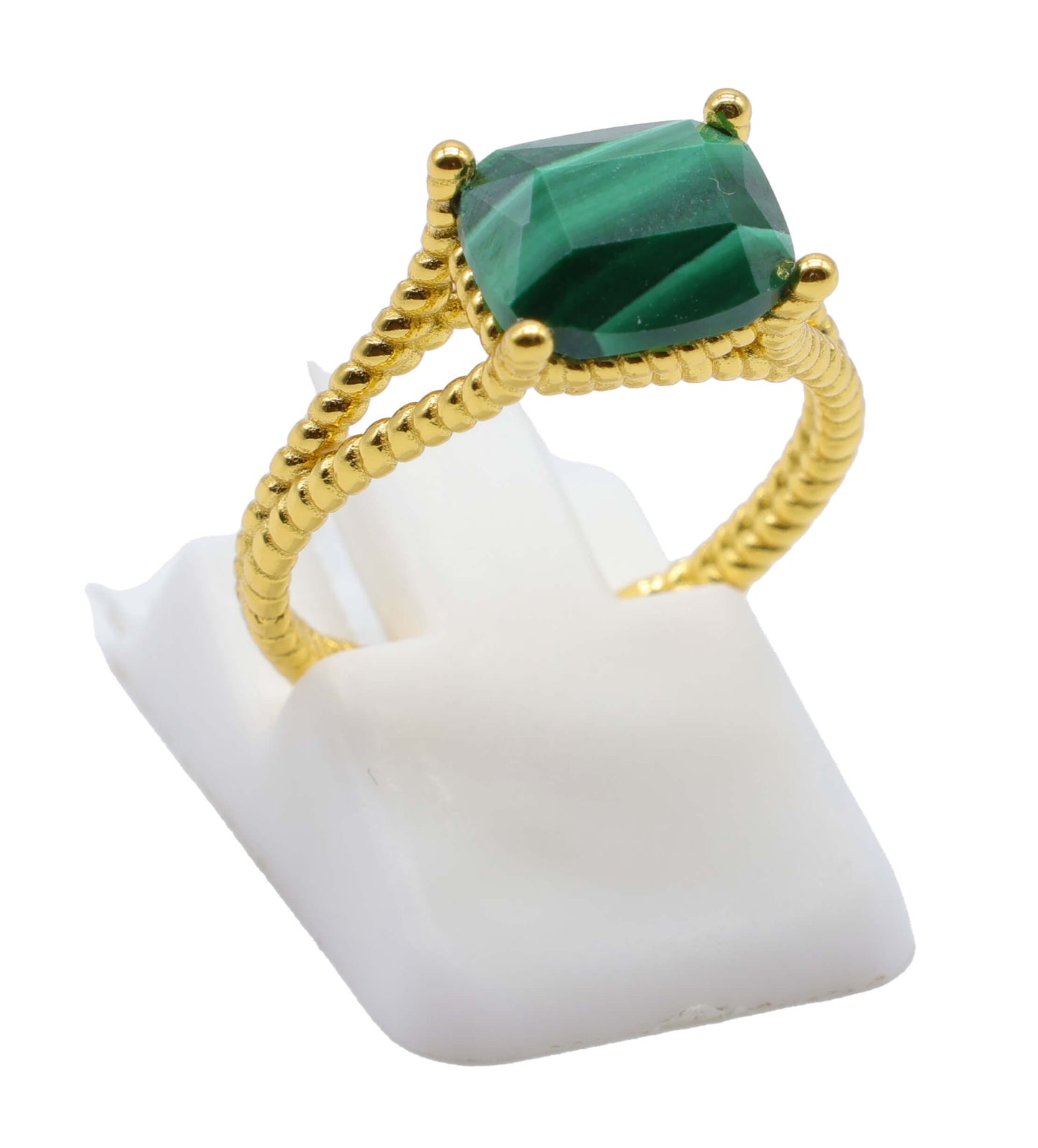 Bague Argent 925 Malachite Rectangle