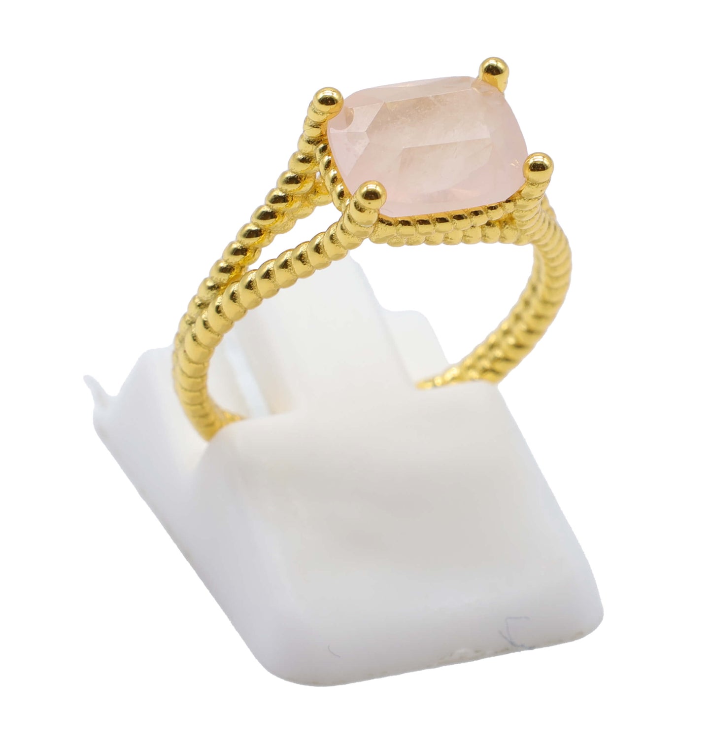 Bague Argent 925 Quartz Rose Rectangle