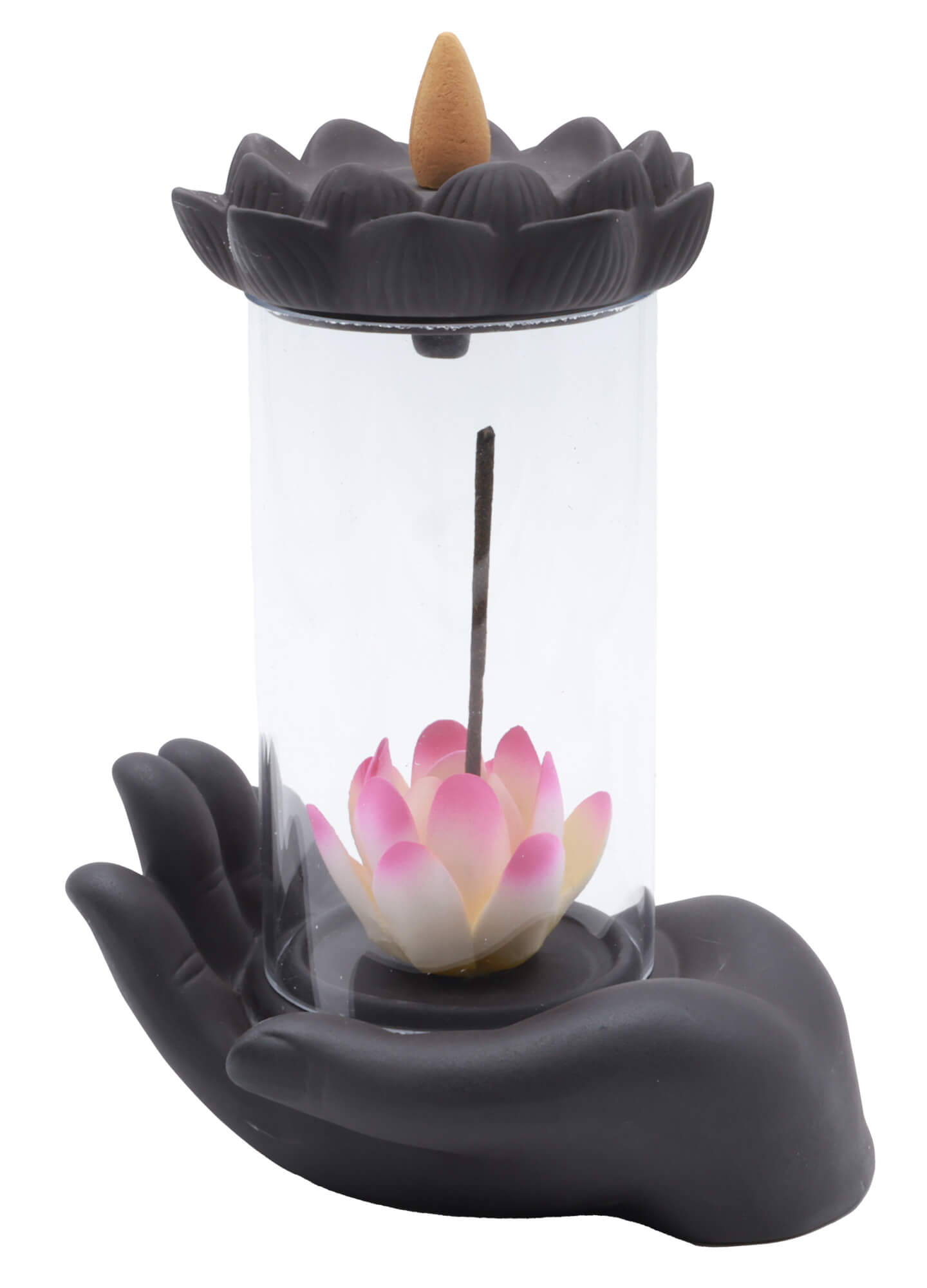 Porte-Encens Backflow Bouteille Lotus 20cm