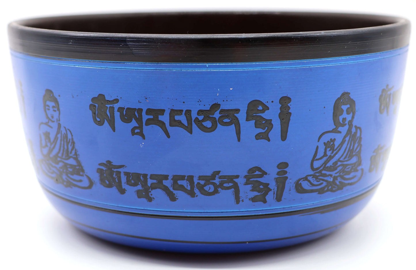Bol Chantant Tibétain Aluminium Bouddha Bleu 850g