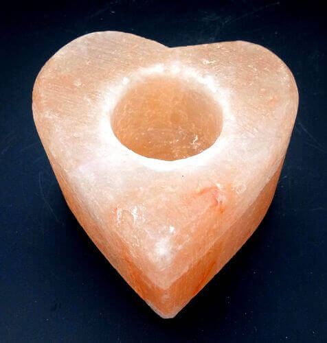 Bougeoir Cristaux de Sel Coeur Poli