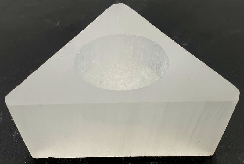 Bougeoir Sélénite Triangle 8cm