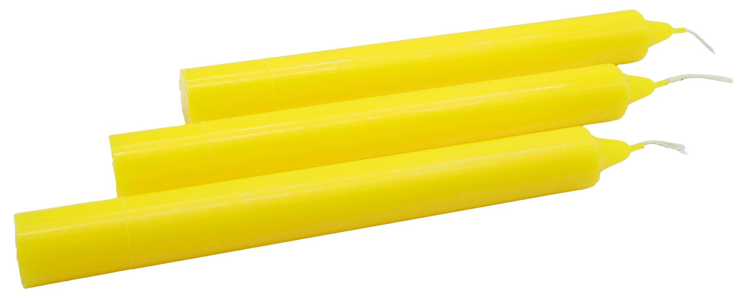 Bougie Teintée Masse 22cm - Jaune Vif - 12pcs