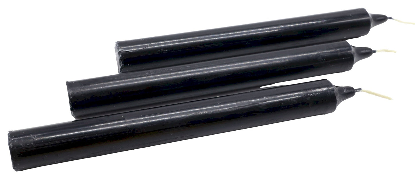 Bougie Teintée Masse 22cm - Noir - 12pcs