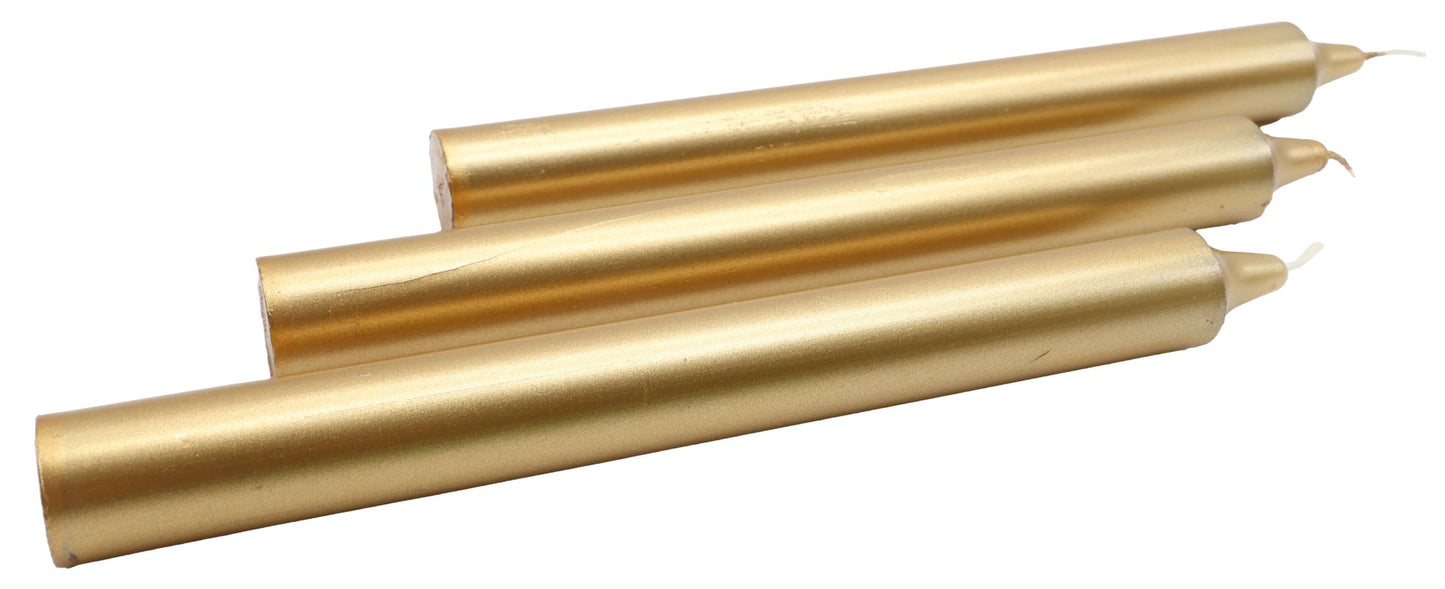 Bougie Teintée 22cm - Or - 8pcs