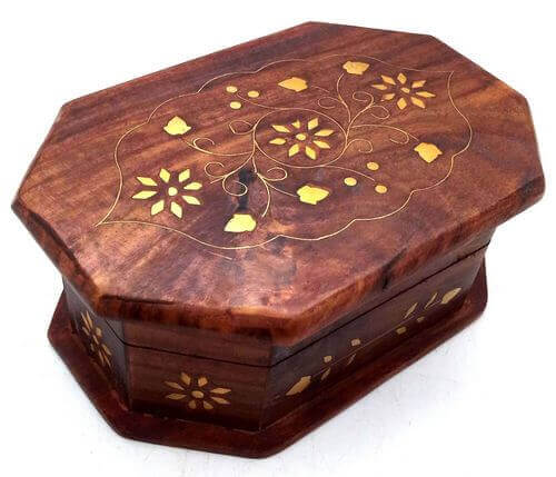 Boîte à Bijoux Bois Fleurs 15cm