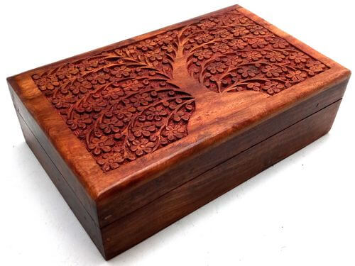 Boîte à Bijoux Bois Arbre & Feuilles 20cm