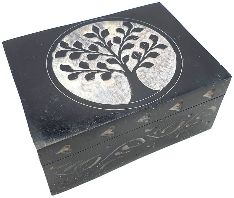 Boîte à Bijoux Pierre Rectangle Arbre de Vie 10cm