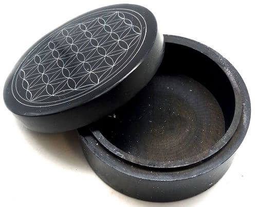 Boîte à Bijoux Pierre Ronde Fleur de Vie 10cm