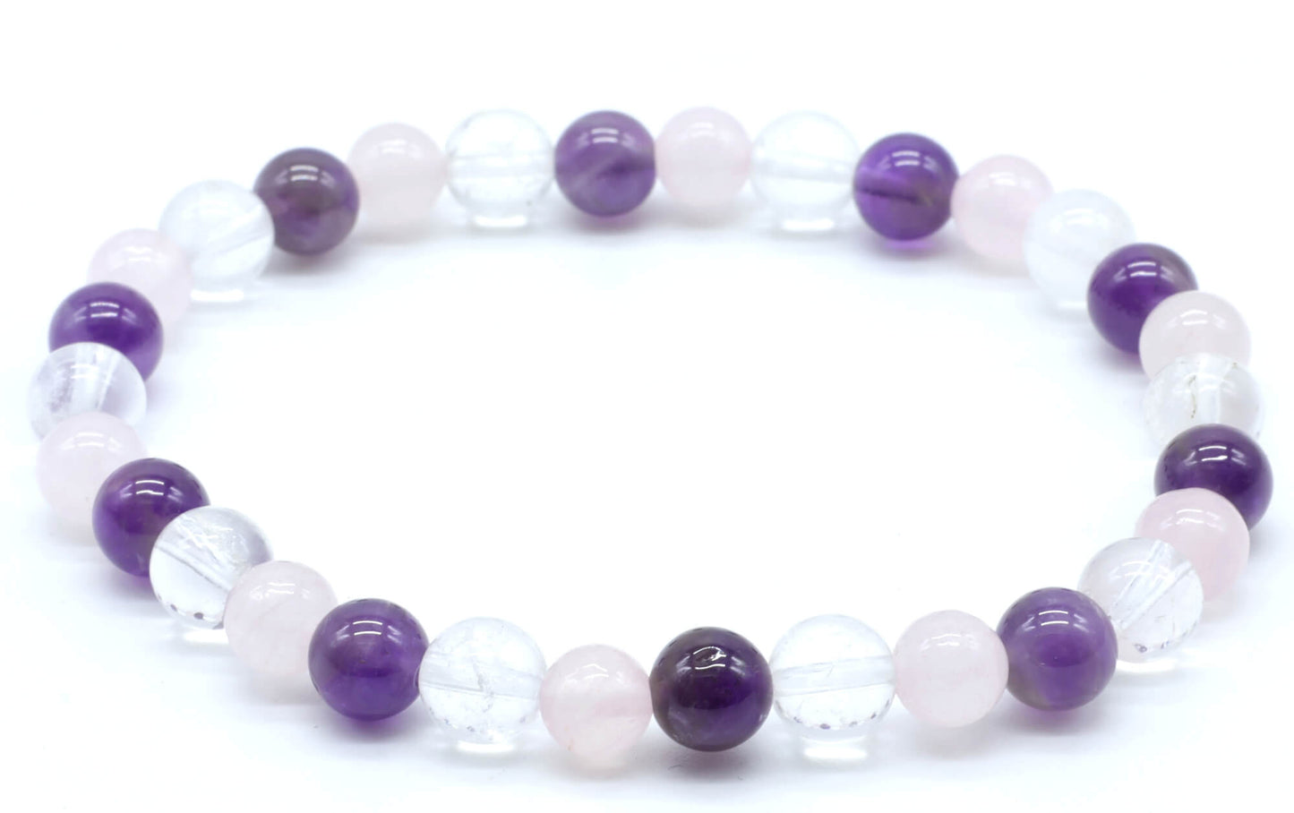 Bracelet Améthyste, Cristal, Quartz Rose perles 6mm