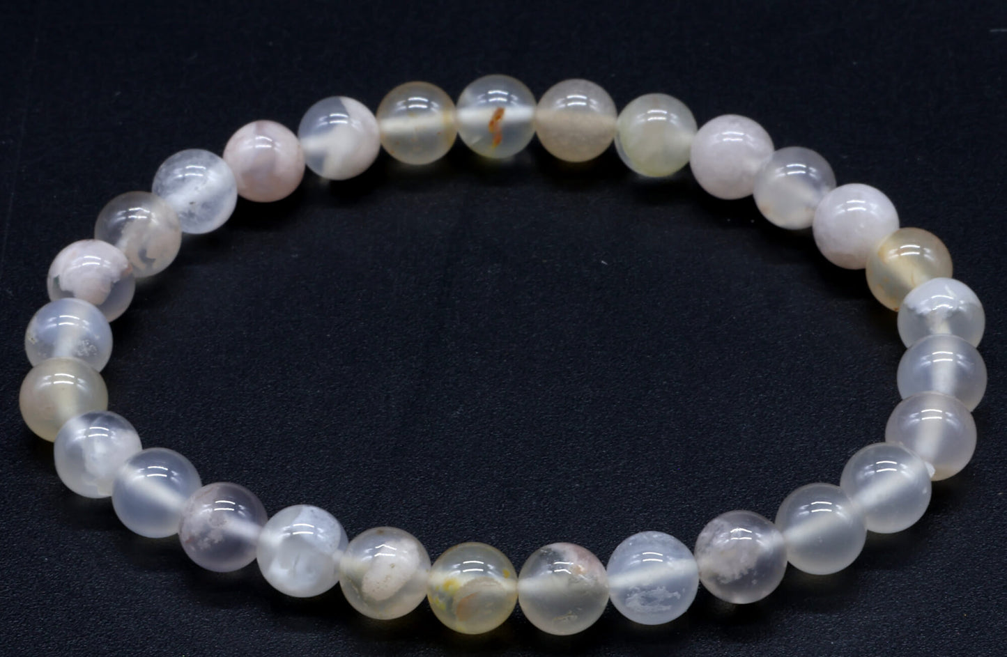 Bracelet Agate Cerise perles 6mm