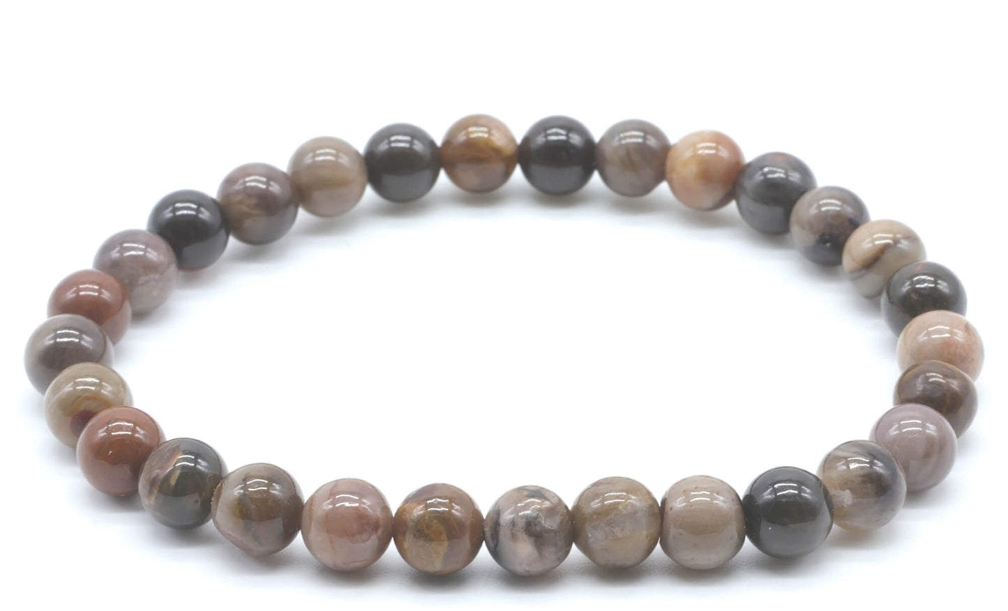 Bracelet Agate Fossile perles 6mm