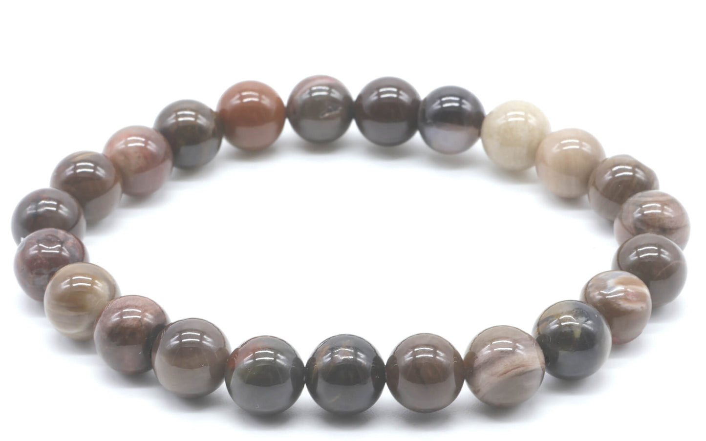 Bracelet Agate Fossile perles 8mm