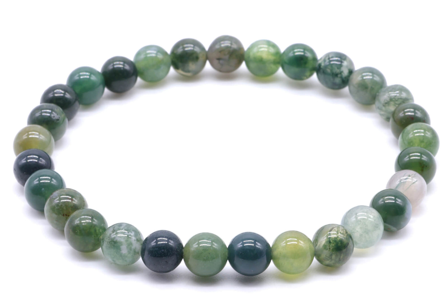 Bracelet Agate Mousse perles 6mm