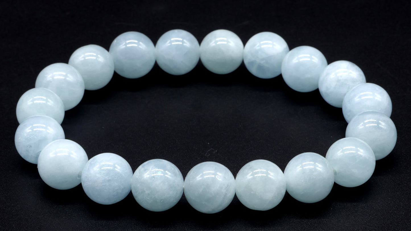 Bracelet Aigue Marine perles 10mm