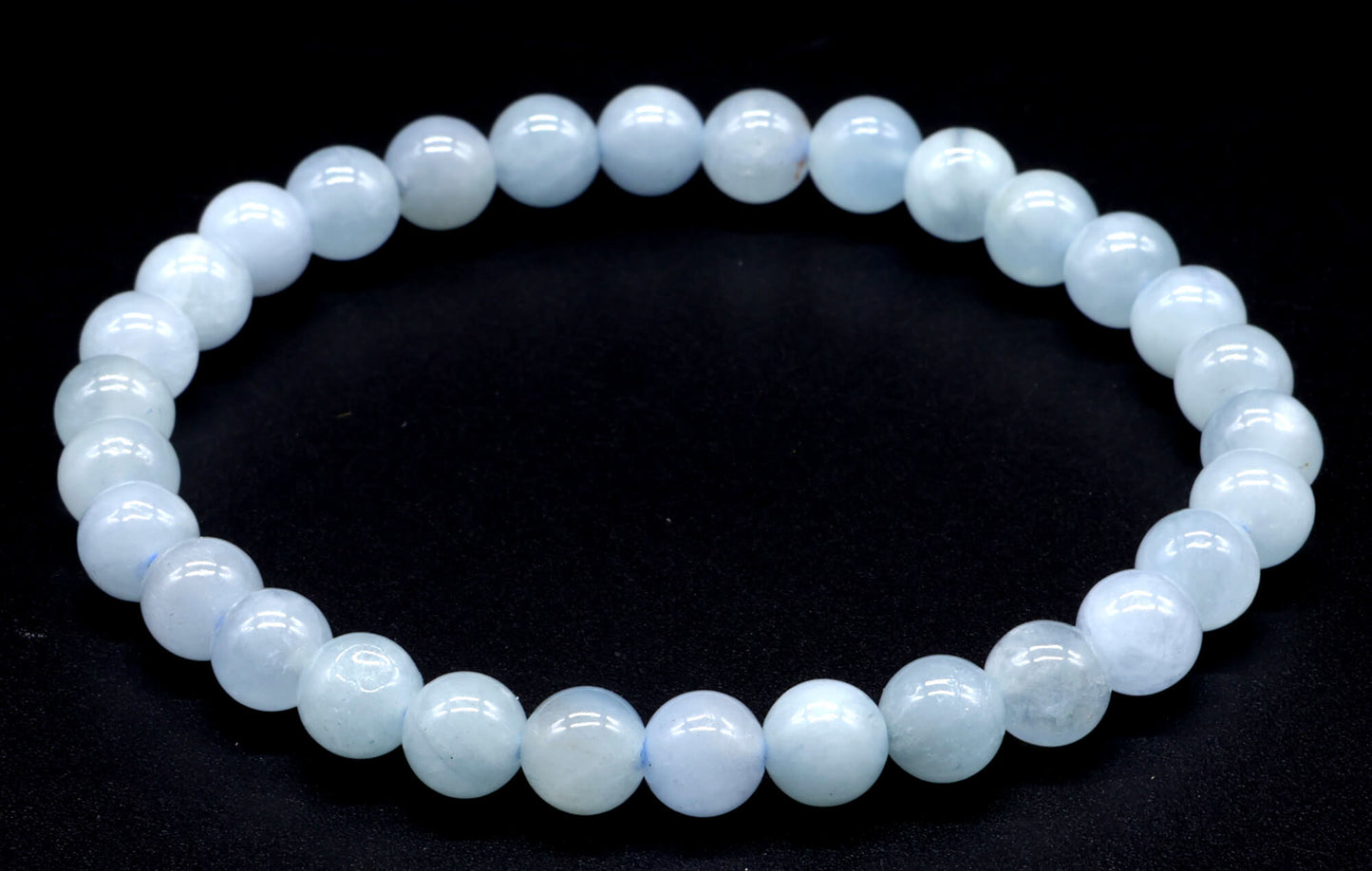 Bracelet Aigue Marine perles 6mm