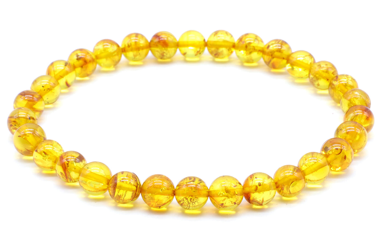 Bracelet Ambre Claire perles 6mm