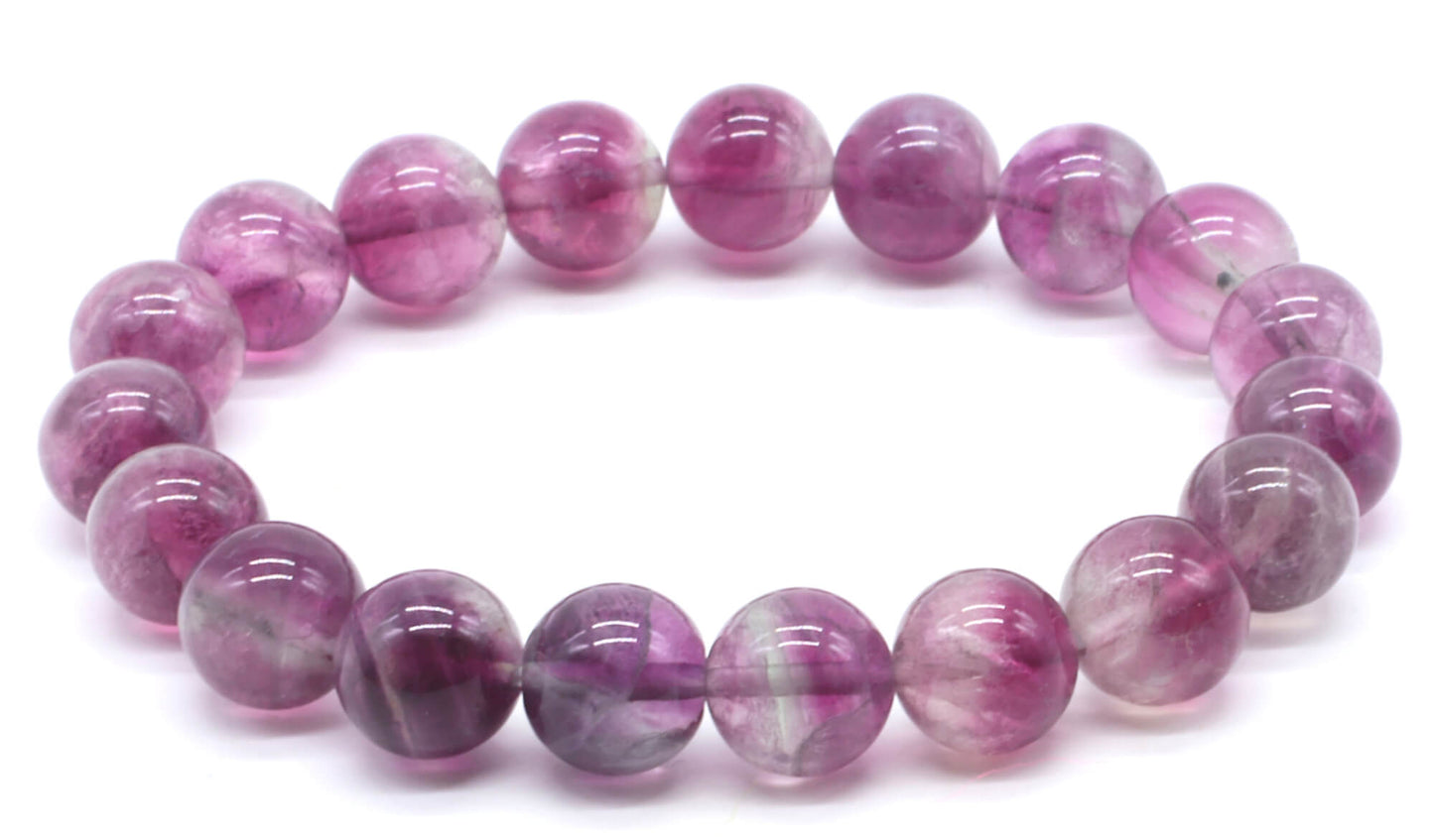 Bracelet Fluorite Violette perles 10mm