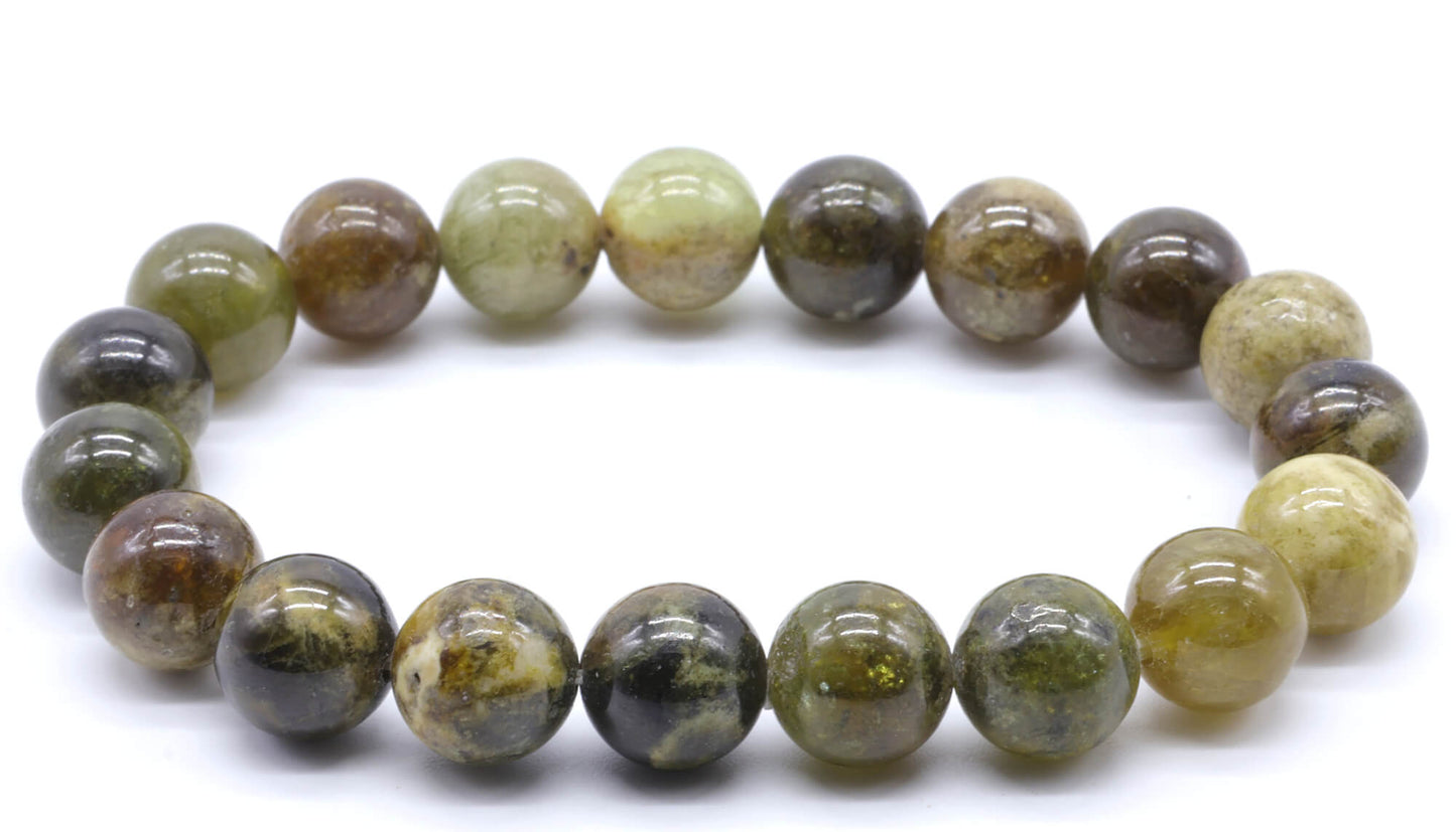 Bracelet Grenat Vert perles 10mm