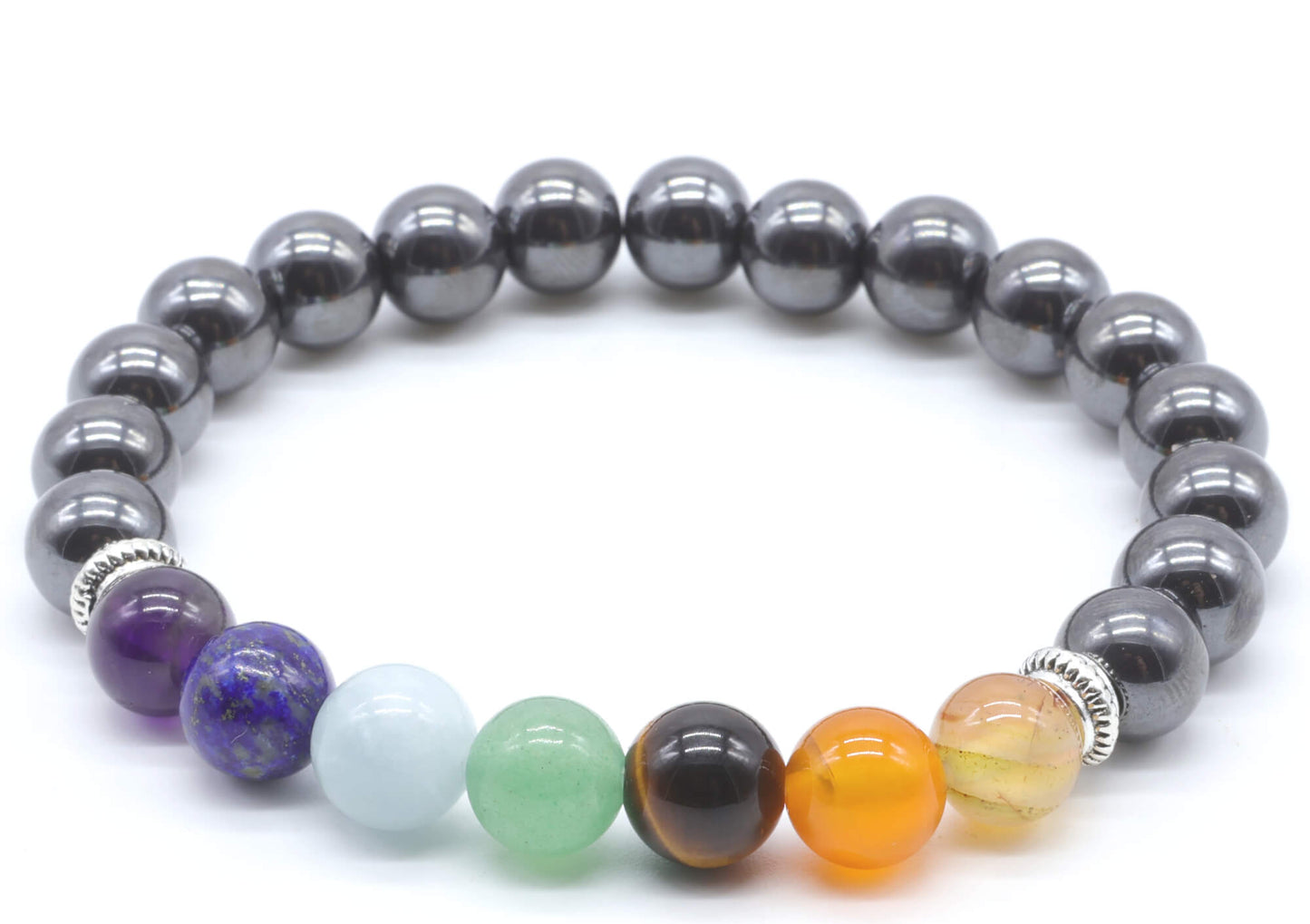 Bracelet Hematite & 7 Chakras perles 8mm