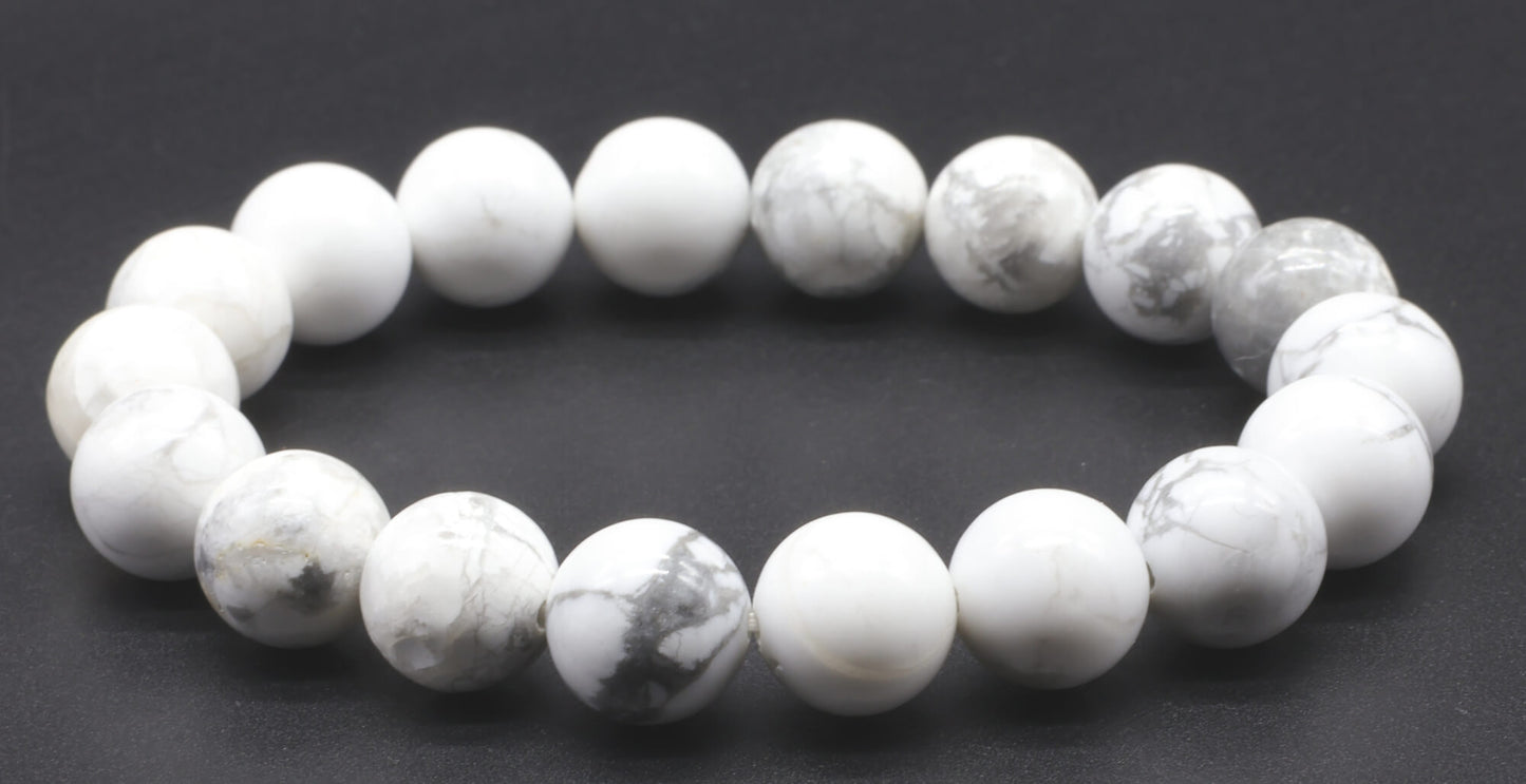Bracelet Howlite Blanche perles 10mm