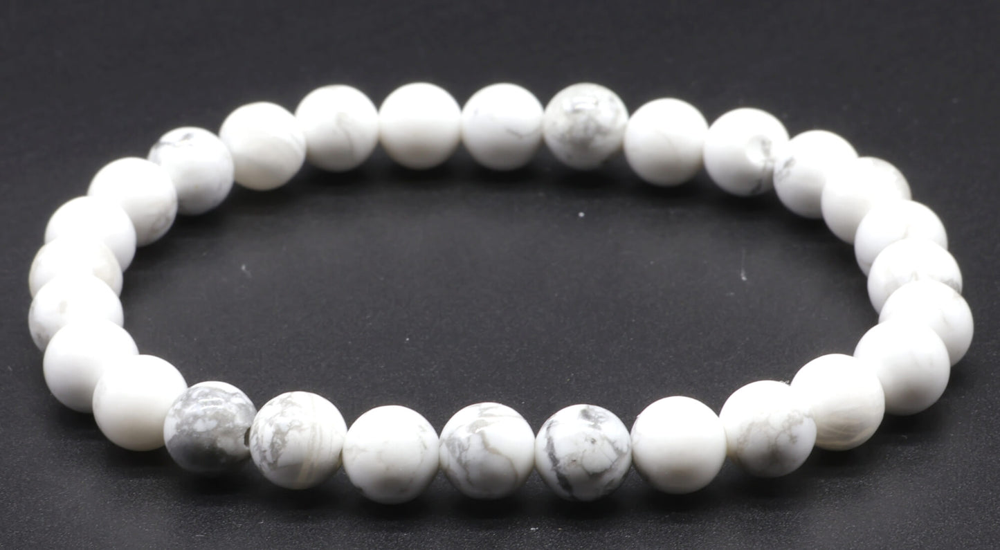 Bracelet Howlite Blanche perles 6mm