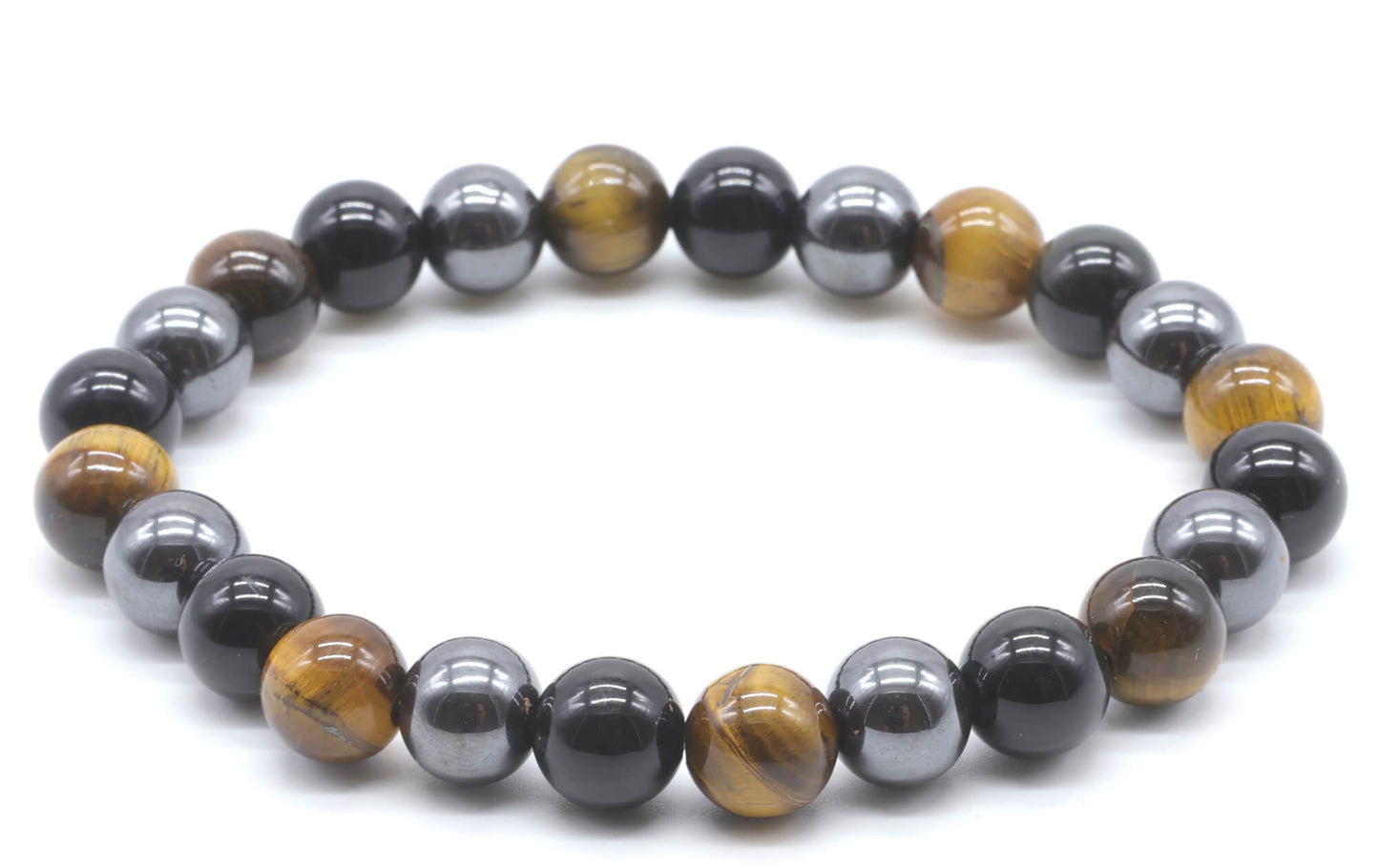 Bracelet Protection Obsidienne Noire, Hematite, Oeil de Tigre perles 8mm