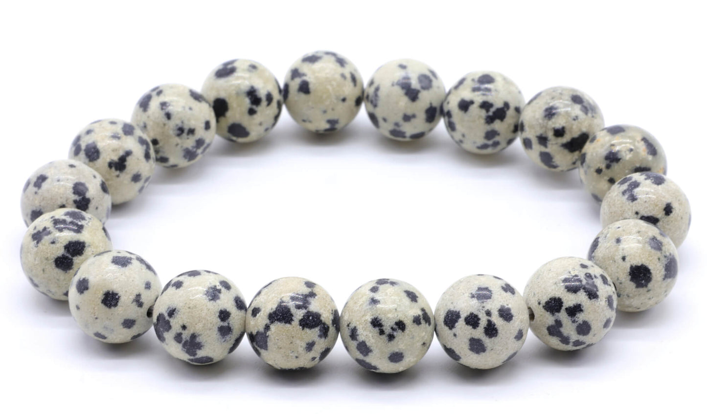 Bracelet Jaspe Dalmatien perles 10mm