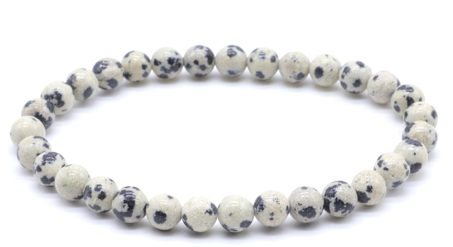 Bracelet Jaspe Dalmatien perles 6mm
