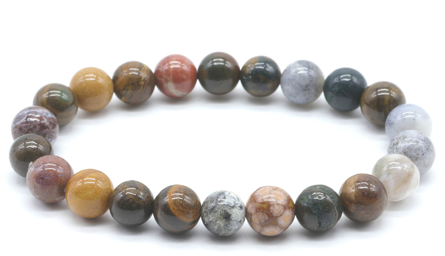 Bracelet Jaspe Océan perles 8mm