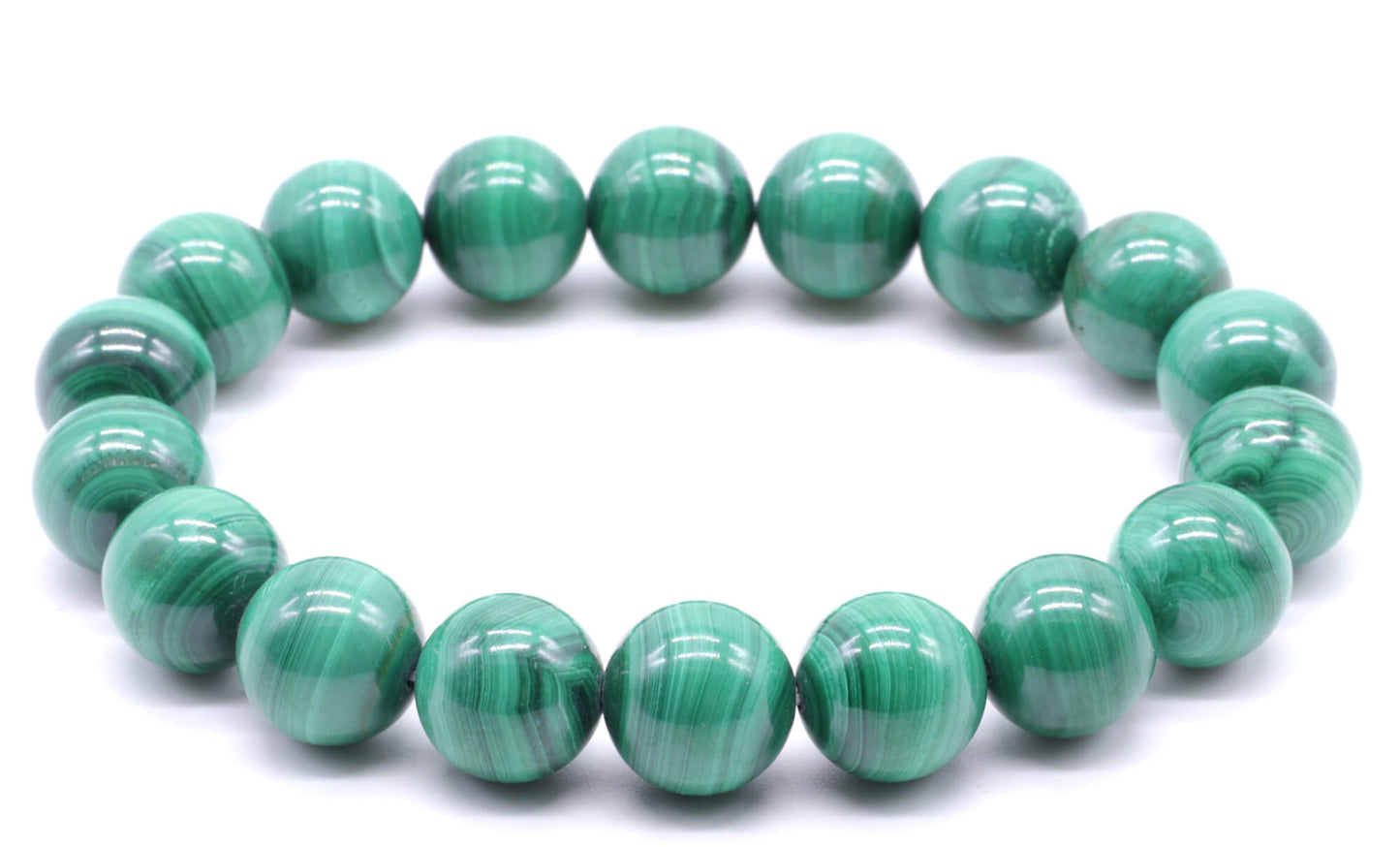 Bracelet 'Light' Malachite 'AA' perles 10mm