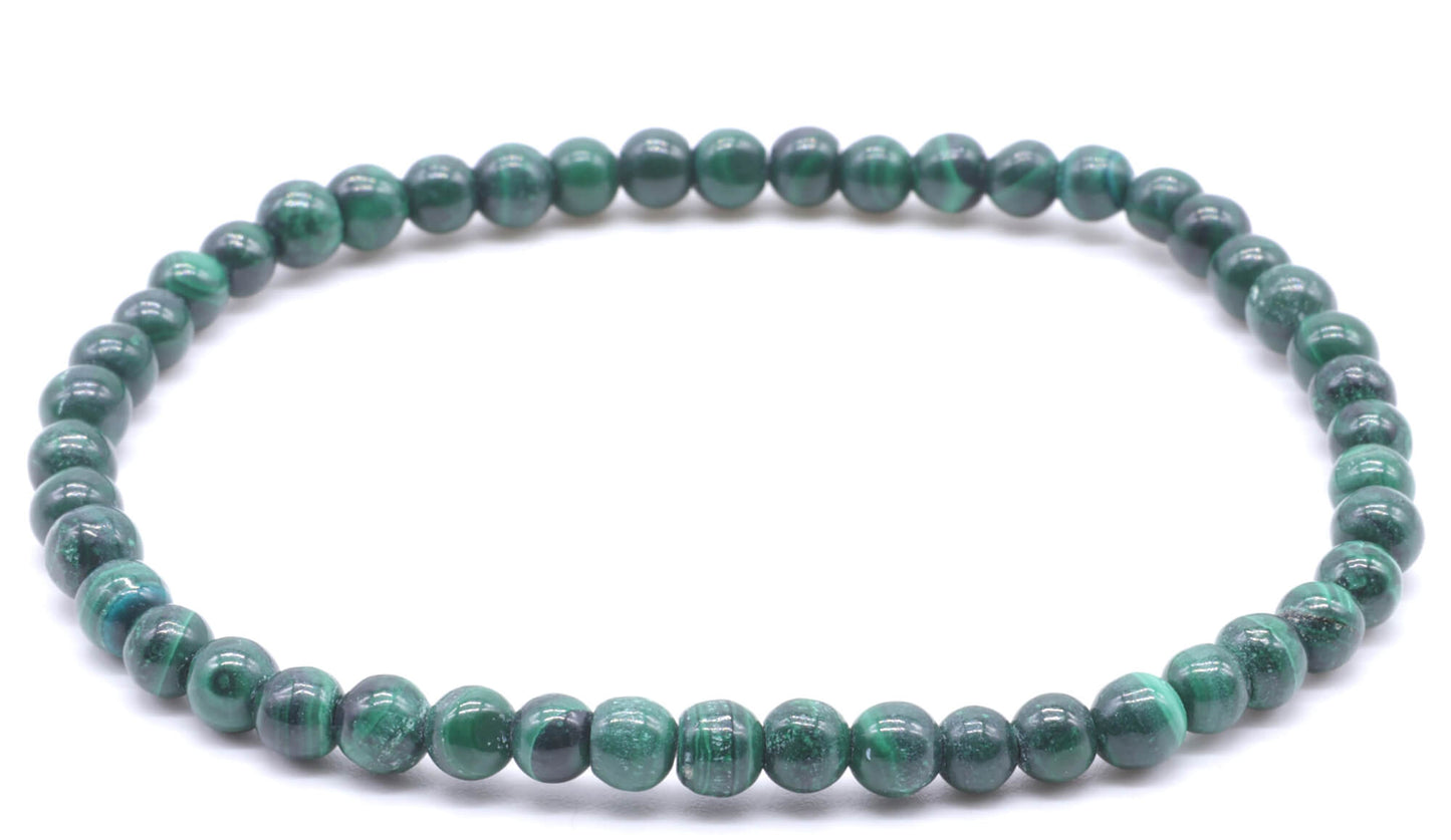 Bracelet 'Dark' Malachite 'AA' perles 4mm