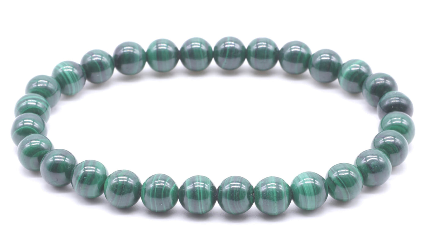 Bracelet 'Dark' Malachite 'AA' perles 6mm