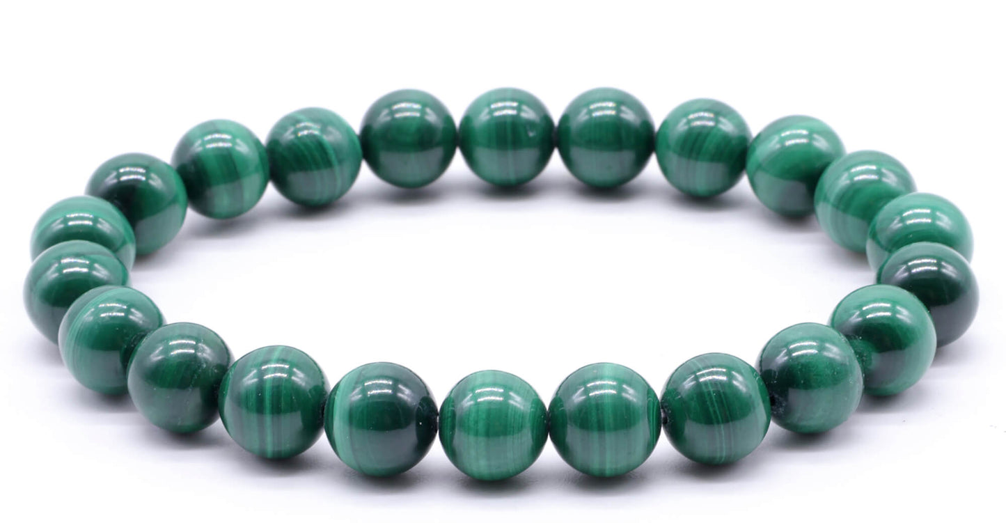 Bracelet 'Light' Malachite 'AA' perles 8mm