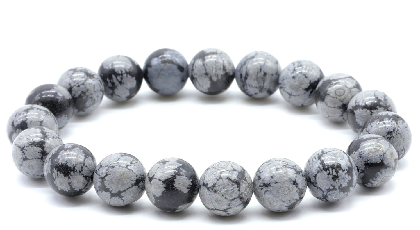 Bracelet Obsidienne Neige perles 10mm